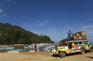 Loading Prints: Colouful jeepney loading up at fishing boat harbour