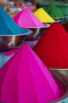 Multi Coloured Prints: Coloured powders for sale, Devaraja market, Mysore, Karnataka, India, Asia