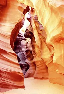 Erosion Prints: Coloured rock in waves formation in Upper Antelope Canyon