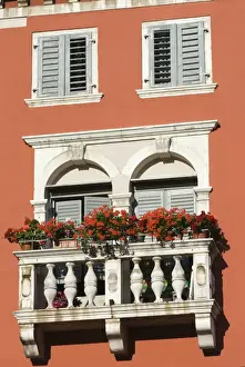 Rovinj Prints: Colourful balcony, Rovinj, Istria, Croatia, Europe
