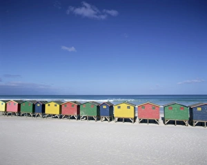 Cape Peninsula Prints: Colourful beach huts in Muizenberg