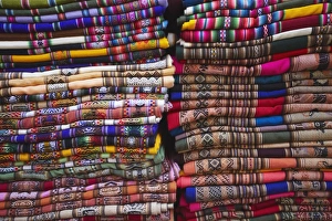 Stack Prints: Colourful blankets in Witches Market, La Paz, Bolivia, South America