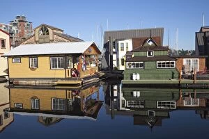 Images Dated 1st August 2011: Colourful boat houses, Fishermans Wharf, Victoria, Vancouver Island