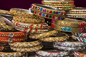 Jaipur Prints: Colourful braclets for sale in a shop in Jaipur, Rajasthan, India, Asia
