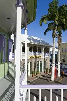 Images Dated 2nd February 2008: Colourful buildings surrounding the central Piccadilly Circus, Basseterre, St