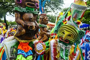 Carnival Prints: Colourful dressed participants in the Carneval (Carnival) in Santo Domingo