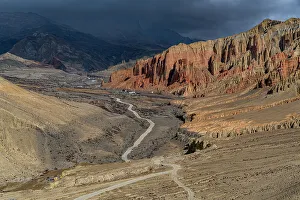 Mustang Kingdom Prints: Colourful eroded mountain desert, Kingdom of Mustang, Himalayas, Nepal, Asia