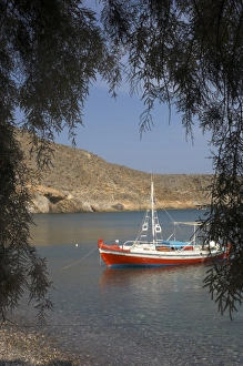 Colourful fishing boat on sea