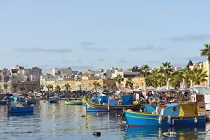 Search Results: Colourful fishing boats (dghajsa), Marsaxlokk Harbour, Malta, Mediterranean, Europe