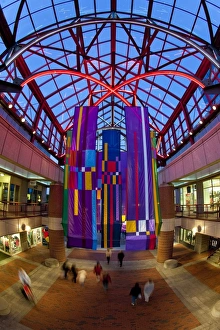 Images Dated 10th October 2009: Colourful flags and passageway inside Quincy Market, Boston, Massachusetts