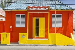Orange Colour Prints: Colourful house on Bay Street, Bridgetown, St. Michael, Barbados, West Indies, Caribbean