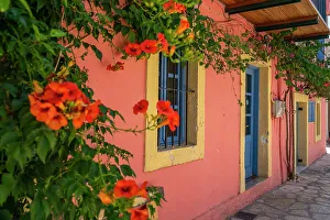 Ionian Islands Prints: Colourful house in Fiskardo harbour