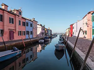 Historic Site Prints: Colourful houses by the canal, Burano