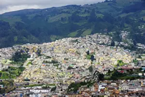 Quito Prints: Colourful houses in old town, UNESCO World Heritage Site, Quito, Ecuador, South America