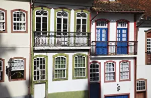 Colonialism Prints: Colourful houses, Ouro Preto, UNESCO World Heritage Site