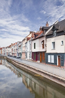 Picardy Prints: Colourful houses in the Saint Leu district of Amiens, Somme, Picardy, France, Europe