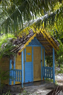Leaf Prints: Colourful hut, Saona Island, Dominican Republic, West Indies, Caribbean, Central America