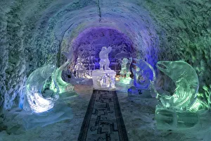 Colourful ice sculptures in the Permafrost kingdom, Yakutsk, Sakha Republic (Yakutia)