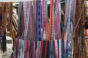 Images Dated 28th January 2005: Colourful indigenous-style textiles on sale in this major tourist hub