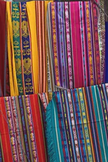 Ecuadorian Prints: Colourful indigenous-style textiles on sale in the provincial capital, Riobamba