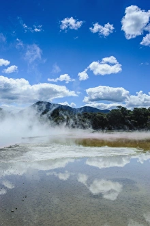 The colourful multi hued Champagne Pool, Wai-O-Tapu Thermal Wonderland, Waiotapu, North Island, New Zealand, Pacific