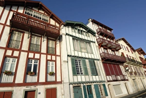 Town House Prints: Colourful old houses along harbour of Ciboure, near St. Jean de Luz, Pyrenees Atlantique