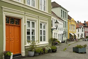 Old Fashioned Prints: Colourful old houses in Nordness, Bergen, Norway, Scandanavia, Europe
