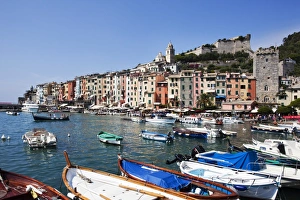 Liguria Prints: Colourful painted buildings by the Marina at Porto Venere