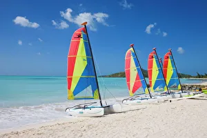 Antigua Prints: Colourful sailboats on Jolly Beach, Antigua, Leeward Islands, West Indies