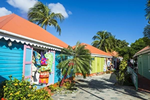 For Sale Prints: Colourful souvenir shops in Roadtown, Tortola, British Virgin Islands, West Indies