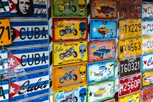 Close Up View Prints: Colourful souvenirs for sale in a market in Havana, Cuba, West Indies, Caribbean