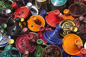 Choice Prints: Colourful tajines, Essaouira, Atlantic coast, Morocco, North Africa, Africa