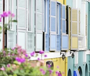 Search Results: Colourful wooden window shutters in the Boat Quay area of Singapore, Southeast Asia, Asia