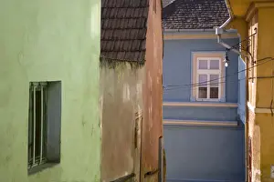 Romanian Prints: Colourfully painted 16th century burgher houses in the medieval citadel