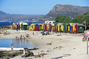 Images Dated 9th August 2008: Colourfully painted Victorian bathing huts in False Bay