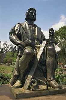 Funchal Prints: Columbus monument in Botanical Gardens, Funchal, Madeira, Portugal, Europe