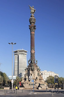 Columbus Monument Prints: Columbus Monument (Monument a Colom), Placa del Portal de la Pau, Barcelona, Catalonia