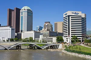 Skylines Prints: Columbus skyline and Scioto River, Columbus, Ohio, United States of America