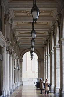 Hall Way Prints: Columned walkway, Genoa (Genova), Liguria, Italy, Europe