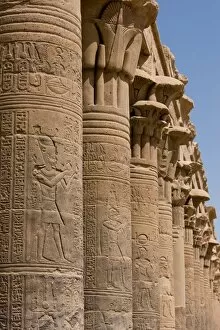 Images Dated 7th April 2009: Columns in the ancient Egyptian Philae Temple, UNESCO World Heritage Site, Aswan, Egypt