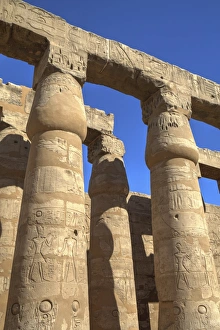 Inscription Prints: Columns in the Court of Ramses II, Luxor Temple, Luxor, Thebes, UNESCO World Heritage Site