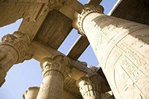 Hieroglyph Prints: Columns at Kom Ombo temple, Egypt, North Africa, Africa