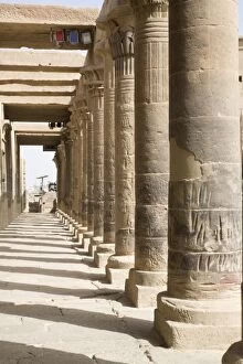 Columns in the temple of Philae Temples, UNESCO World Heritage Site, Nubia