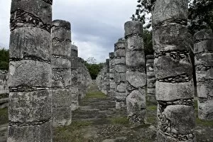 Images Dated 28th October 2009: Columns in the Temple of a Thousand Warriors, Chichen Itza, UNESCO World Heritage Site
