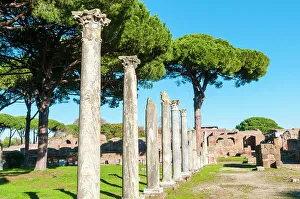 Theatres Prints: Columns of Theater, Ostia Antica archaeological site