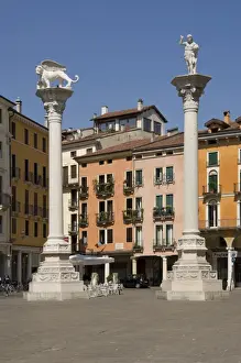 Religious Icon Prints: The columns of the Venice Lion and St. Theodore in the Piazza dei Signori