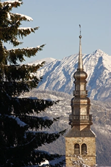 Church Spire Prints: Combloux church spire, Combloux, Haute Savoie, France, Europe