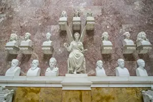 Bayern Prints: Commemorative plaques in the interior of the Neo-classical Walhalla hall of fame on the Danube