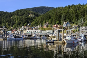 Fishing Industry Prints: Commercial fishing boats, town and forest