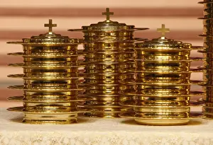 Stacked Prints: Communion plates for Sunday service at Words of Life fellowship church